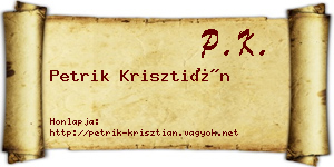 Petrik Krisztián névjegykártya